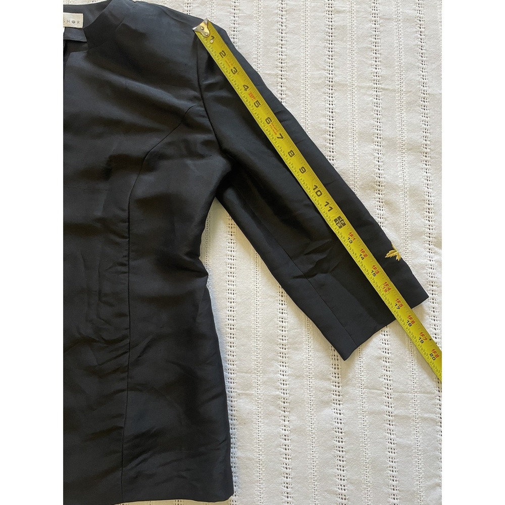 Miller Shor‎ 100% Silk VTG Gold Embroidered Minimalist Black Blazer Size 4 - Picture 9 of 9